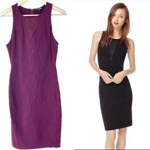 Wilfred Free V Neck Sleeveless Bodycon Dress with Mesh in Berry